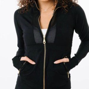 ZYIA Active All Awareness All Around Jacket Black Mesh Gold Zipper Size Small-XS